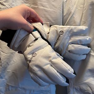 White ski gloves